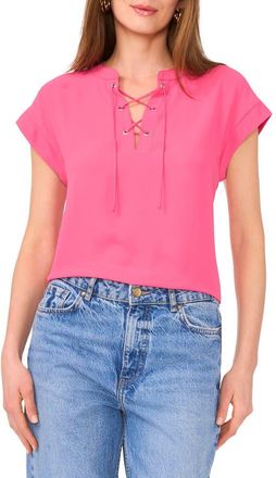 Vince Camuto Tie Neck Top in Flamingo Pink at Nordstrom, Size Small