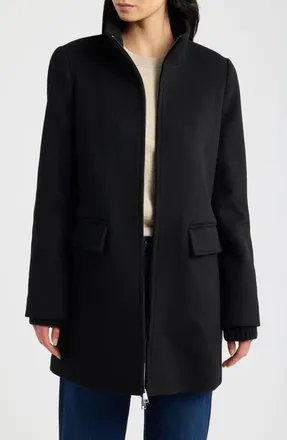 Vince Stand Collar Wool & Cashmere Blend Coat in Black at Nordstrom, Size Xx-Small