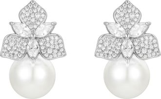 Untamed Petals Sophie Pearl Drop Earrings in Silver at Nordstrom