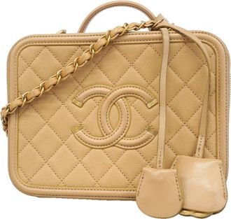 Chanel Beige Grained Calfskin Vanity Bag (Pre-Owned)