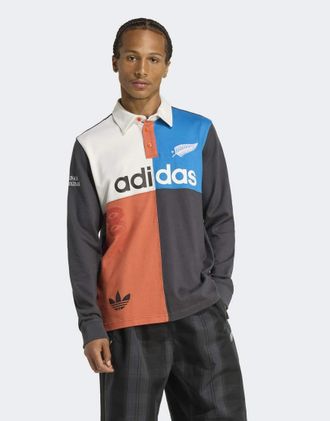 adidas Originals Adidas originals & All Blacks Heritage - Polo grigia da rugby-Grigio
