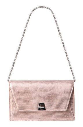 Akris Anouk Lizard Embossed Wallet on a Chain in Pale Rose Metallic at Nordstrom