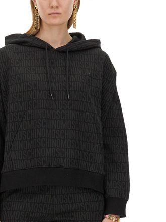 Moschino Logo-Embroidered Sweatshirt - Black