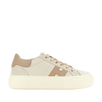 Hogan Ivory Taupe H705 Allacciato H Leather Lace-Up