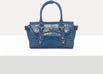 Vivienne Westwood Bettina Mini Crossbody Emboss Croc Leather Blue