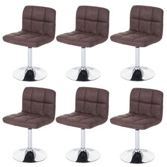 Hhg Lote De 6 Sillas De Comedor Kavala, Silla Giratoria, Imitaci&oacute;n Ante Cromado, Vintage Marr&oacute;n Oscuro