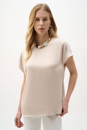 Joseph Ribkoff Satin And Silky Knit Straight Top In Moonstn