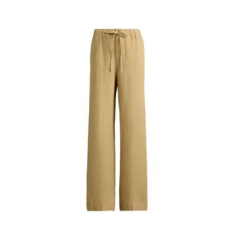 Ralph Lauren Wide Broeken - Dames - Wijde Broeken - Bruin - M - Linnen - Broeken