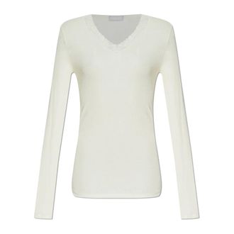 Hanro Long Sleeve Tops, female, Beige, Size: XS Woolen Lace Long Sleeve Shirt