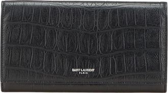 Saint Laurent Black Leather Long Wallet (Bi-Fold) (Pre-Owned)