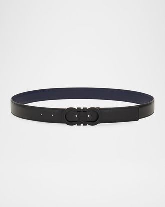 Ferragamo Men & apos;s Gancini-Buckle Double Adjustable Leather Belt