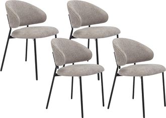 Vente-Unique Conjunto de 4 sillas de tela texturizada y metal negro - Topo - VOSINIA