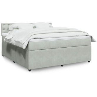 vidaXL Vidaxl - Cama Box Spring Con Colch&oacute;n Terciopelo Gris Claro 180x200 Cm