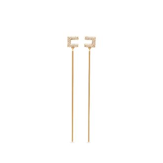 Elisabetta Franchi Logo Oorbellen - Dames - Oorbellen - Geel - ONE Size - Accessoires