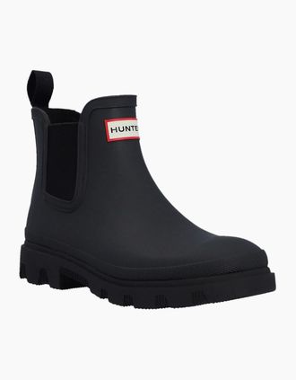 Hunter Downpour Rubber Black Wellington Boots - Size: UK 7 / eu 40/41 / us 9