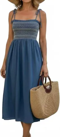 THML Clothing Poolside Midi Dress In Chambray Blue