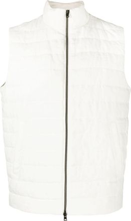 Herno padded-design feather down gilet - men - Polyamide/Linen/Flax/Feather Down/Viscose/Polyester - 50 - White