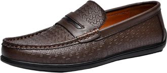 Generic Mens Genuine Leather Driving Loafers Top Grain Soft Slip-On Moccasins British Casual Business Shoes Comfortable Daily Wear(Brown,7.5)