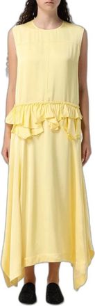 Jil Sander Asymmetrische jurk met ruches - Dames - Jurken - Geel - Maat: S Viscose