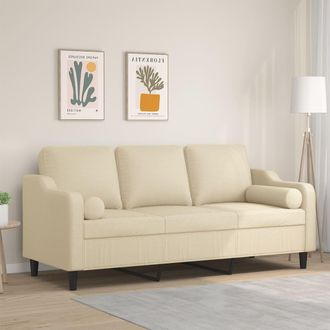 vidaXL Vidaxl - Sof&aacute; De 3 Plazas Con Cojines Tela Color Crema 180 Cm