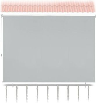 Relaxdays Relaxdays Tenda a Rullo da Esterno, 140x180 cm, Oscurante Balcone Terrazza e Giardino Avvolgibile con Catenella, Grigio