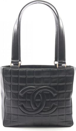 Chanel Black Leather Handbag Tote Bag (Pre-Owned)