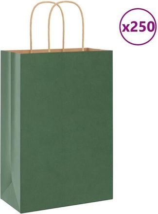 vidaXL Bolsas De Papel Con Asas 250 Uds Verde 21x11x31 Cm Vidaxl