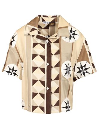 Loewe Silk Twill Shirt Shirts Beige-Donna