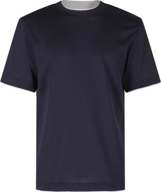 Eleventy T-shirt met ronde hals - Heren - T-shirts - Blauw - 2XL - Katoen - Tops