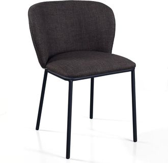 Oresteluchetta Set 4 sillas de tejido marr&oacute;n oscuro, patas negras 76x56x60 cm