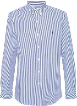 Polo Ralph Lauren Blauw Gestreept Katoenen Overhemd - Heren - Casual Overhemden - Blauw - 2XL - Katoen - Overhemden