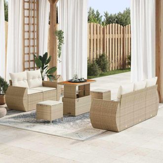 vidaXL Conjunto De Sof&aacute; De Jard&iacute;n 8 Pcs Beige Y Crema 90 X 55 X 71 Cm Vidaxl
