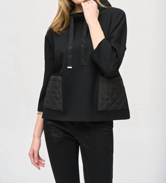 Joseph Ribkoff Cowl Neck 3/4 Sleeves Top In Black