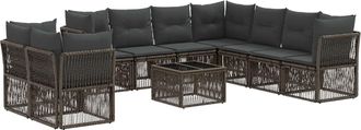vidaXL Conjunto De Sof&aacute;s De Jard&iacute;n 10 Uds. Gris Rat&aacute;n Sint&eacute;tico Vidaxl