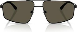 Emporio Armani 59mm Aviator Sunglasses in Matte Black /Dark Grey at Nordstrom