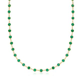 Ross-Simons Bezel-Set Emerald Necklace in 18kt Gold Over Sterling