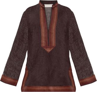 Tory Burch Linen Striped Tunic-Donna