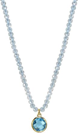 Jewelmak 14K Blue Topaz, Swiss Blue Topaz Necklace