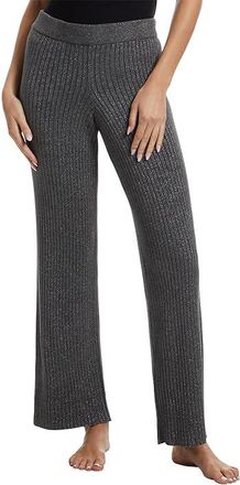 Barefoot Dreams CozyChic Ultra Lite(r) Lurex Rib Wide Leg Pant Womens Clothing Carbon : MD, Nylon/Viscose