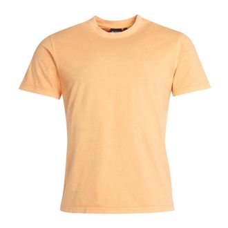 Barbour Tops, Heren, Oranje, L, Katoen, Geverfde T-shirt met Barbour Borduursel
