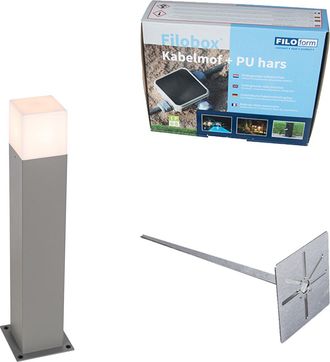 QAZQA Qazqa + Moderno L&aacute;mpara De Exterior Gris 50 Cm Con Clavija De Tierra Y Funda De Cable - Denmark Aluminio /pl&aacute;stico Rectangular Adecuado Para Led Max. 