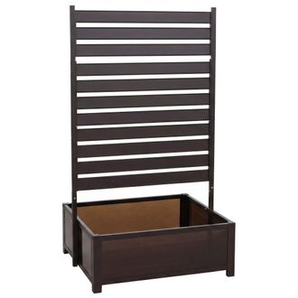 Hhg [nunca Usado] Jardinera De Aluminio Con Enrejado Hhg-574, Maceta Con Espaldera, 158 X 90 X 75 Cm, Marr&oacute;n Oscuro