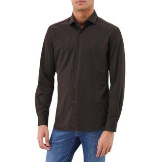 Xacus Bruin Active Tailor Fit Overhemd - Heren - Casual Overhemden - Bruin - S - Overhemden