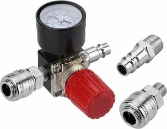 OEM Regulador De Presi&oacute;n De Aire De Tres V&iacute;as, 175 Psi. Man&oacute;metro De 1/4. Conexi&oacute;n Para Compresor De 1/4. Duradero Y Eficiente