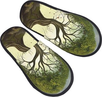 Generic Plush Slippers Trees Soft Slippers Portable Cotton Slipper For Holiday Indoor Men L
