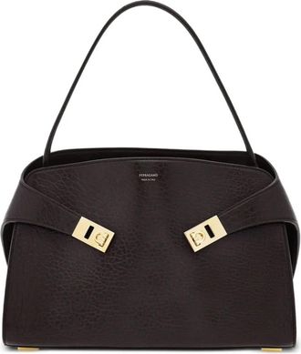 Ferragamo Tassen, Dames, Bruin, ONE Size, Leer, Bruin Leren Top Handvat Tas