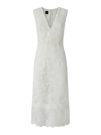 Pinko White Lace Dress With V-Neck