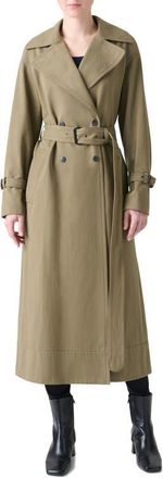 Akris Double Breasted Cotton Gabardine Trench Coat in Khaki at Nordstrom, Size 12