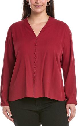 Lafayette 148 New York Plus V-Neck Button Blouse
