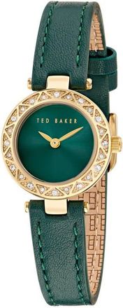Ted Baker Jolyye Leather Strap Watch, 24mm in Green at Nordstrom